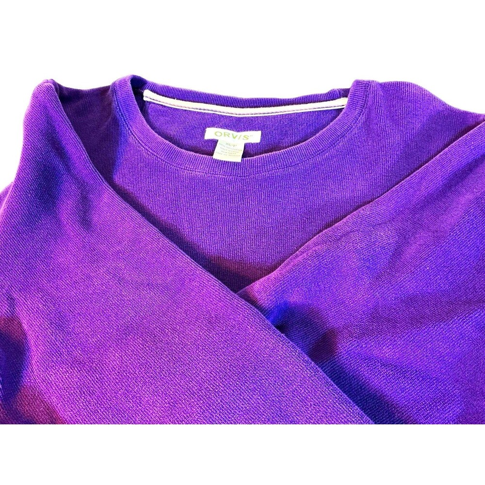 Orvis Women’s XL-P Purple Crew Neck Long Sleeve Knit Cotton Sweater Petite